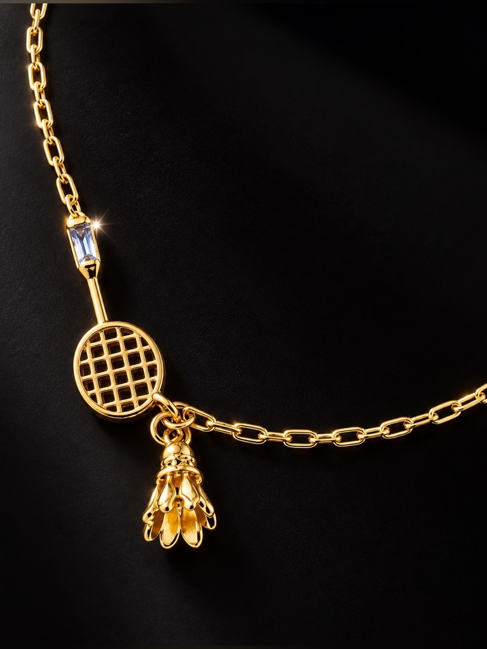 Anthropologie Gold Badminton Racket Charm Necklace NWT 
🎾✨